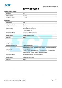 Certificat de test EK IP66